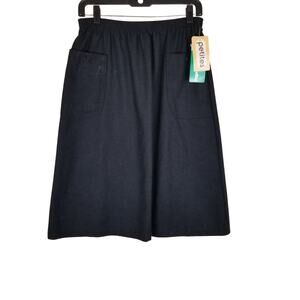 Women's Vintage Katie Brooke Black Wool & Polyester Skirt Size 12 With Pockets